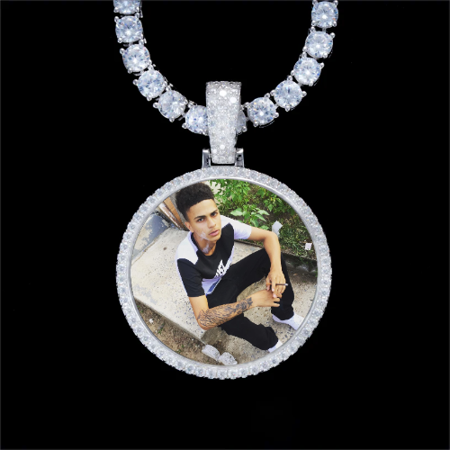 925S & VVS Moissanite 3D Circle Custom Picture Pendant