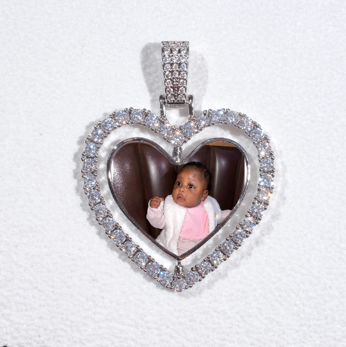 3D Spinning 2-Faced Heart Custom Picture Pendant
