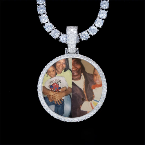 925S & VVS Moissanite 3D Circle Custom Picture Pendant