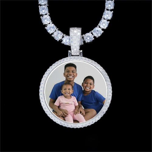 925S & VVS Moissanite 3D Circle Custom Picture Pendant