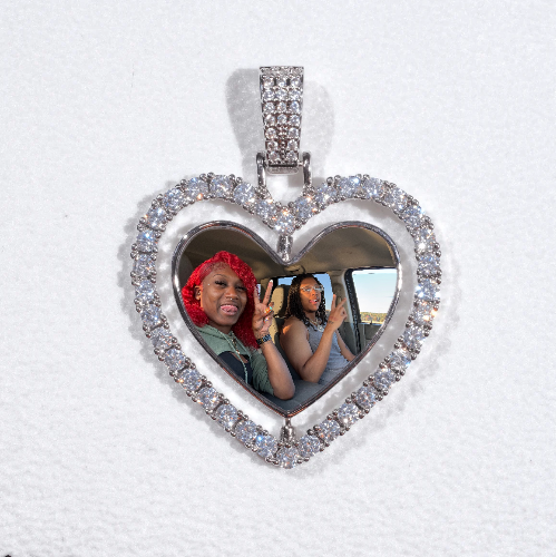 3D Spinning 2-Faced Heart Custom Picture Pendant