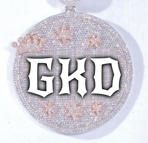 CUSTOM LETTER NECKLACE 3D BIG CROWN DISC