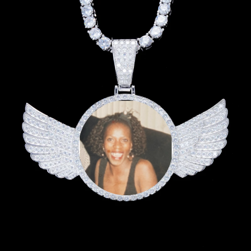 925S & VVS Moissanite 3D Wing Custom Picture Pendant