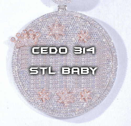 CUSTOM LETTER NECKLACE 3D BIG CROWN DISC