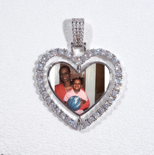 3D Spinning 2-Faced Heart Custom Picture Pendant