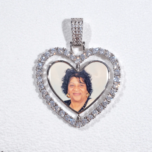 3D Spinning 2-Faced Heart Custom Picture Pendant