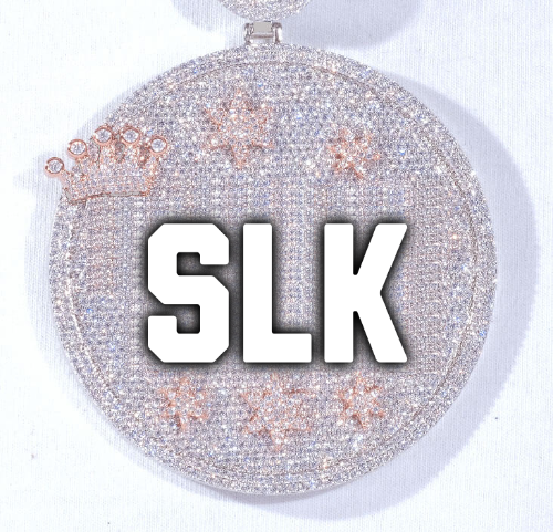 CUSTOM LETTER NECKLACE 3D BIG CROWN DISC