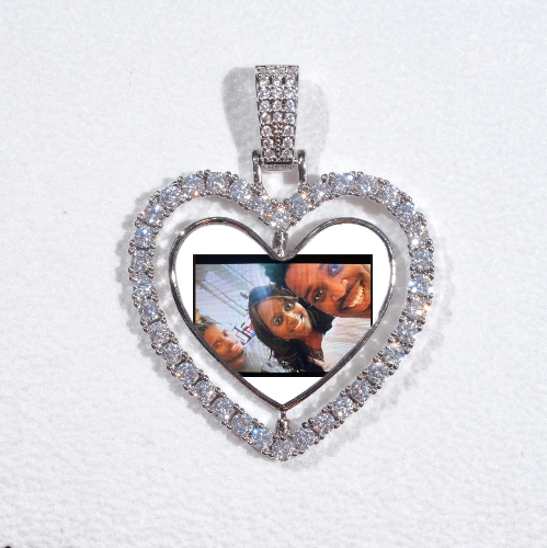 3D Spinning 2-Faced Heart Custom Picture Pendant