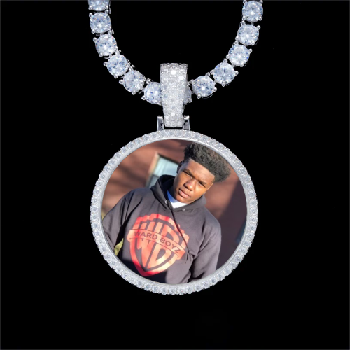 925S & VVS Moissanite 3D Circle Custom Picture Pendant