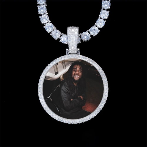925S & VVS Moissanite 3D Circle Custom Picture Pendant