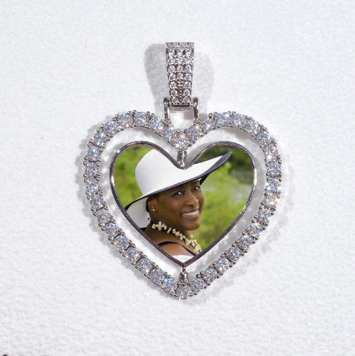 3D Spinning 2-Faced Heart Custom Picture Pendant