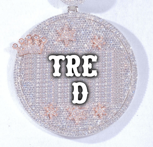 CUSTOM LETTER NECKLACE 3D BIG CROWN DISC