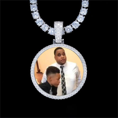 925S & VVS Moissanite 3D Circle Custom Picture Pendant