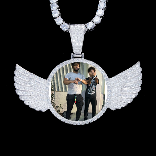 925S & VVS Moissanite 3D Wing Custom Picture Pendant