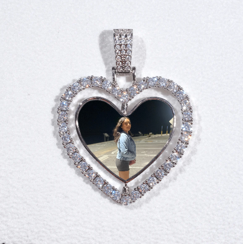 3D Spinning 2-Faced Heart Custom Picture Pendant