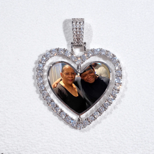 3D Spinning 2-Faced Heart Custom Picture Pendant