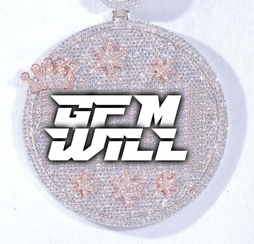 CUSTOM LETTER NECKLACE 3D BIG CROWN DISC