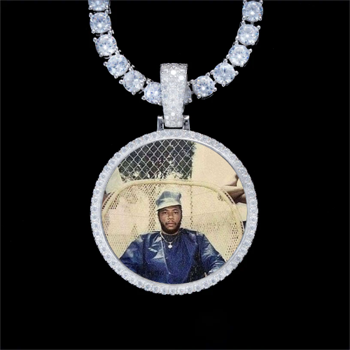 925S & VVS Moissanite 3D Circle Custom Picture Pendant