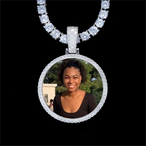 925S & VVS Moissanite 3D Circle Custom Picture Pendant