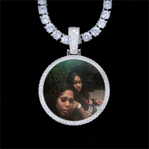 925S & VVS Moissanite 3D Circle Custom Picture Pendant