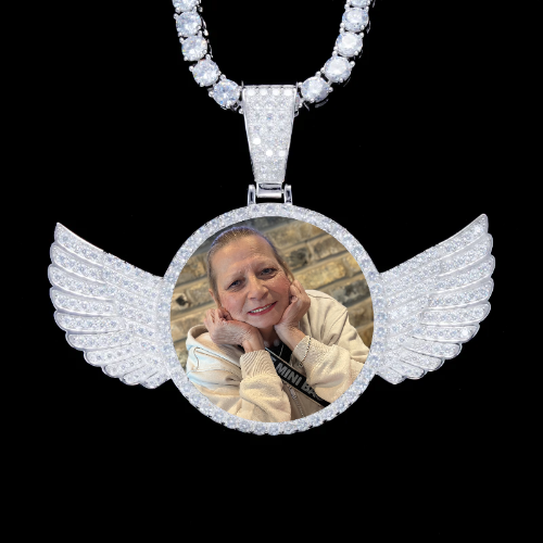 925S & VVS Moissanite 3D Wing Custom Picture Pendant