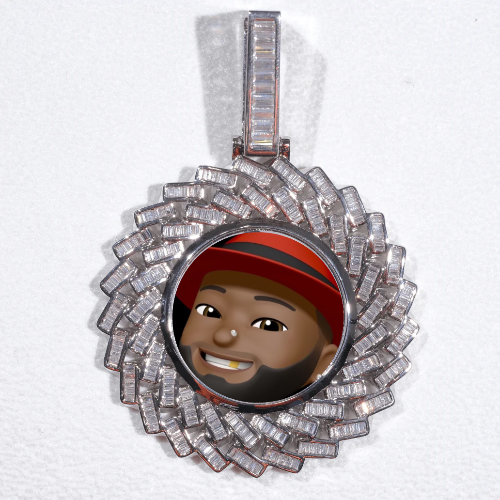 Large 3D Baguette Custom Picture Pendant