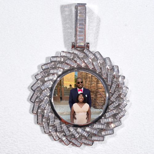 Large 3D Baguette Custom Picture Pendant