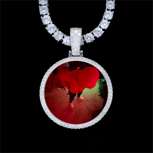 925S & VVS Moissanite 3D Circle Custom Picture Pendant