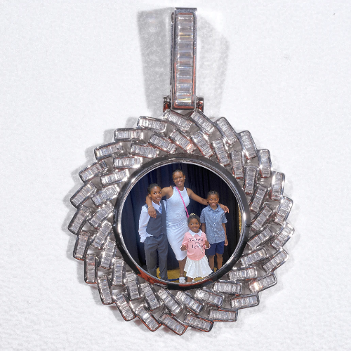 Large 3D Baguette Custom Picture Pendant