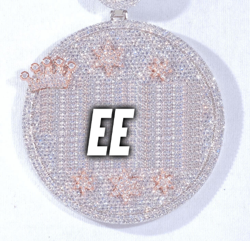 CUSTOM LETTER NECKLACE 3D BIG CROWN DISC