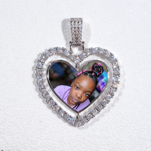 3D Spinning 2-Faced Heart Custom Picture Pendant