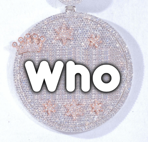 CUSTOM LETTER NECKLACE 3D BIG CROWN DISC