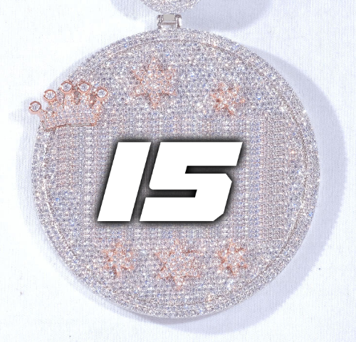 CUSTOM LETTER NECKLACE 3D BIG CROWN DISC