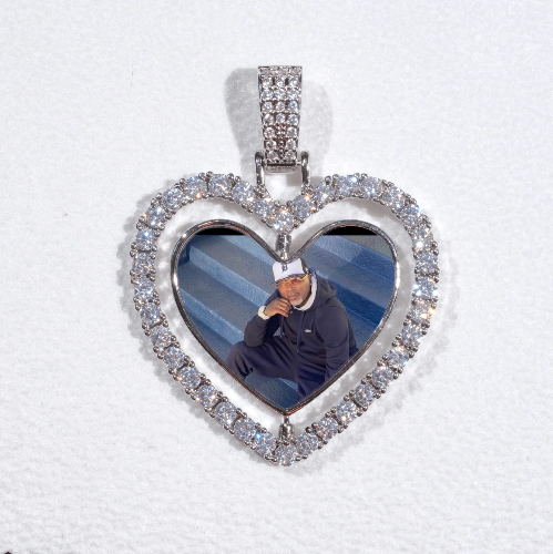 3D Spinning 2-Faced Heart Custom Picture Pendant