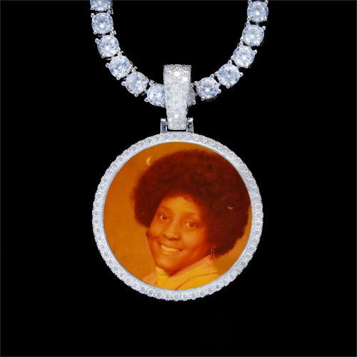 925S & VVS Moissanite 3D Circle Custom Picture Pendant