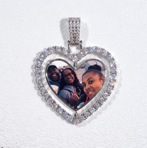 3D Spinning 2-Faced Heart Custom Picture Pendant