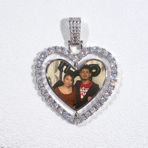 3D Spinning 2-Faced Heart Custom Picture Pendant
