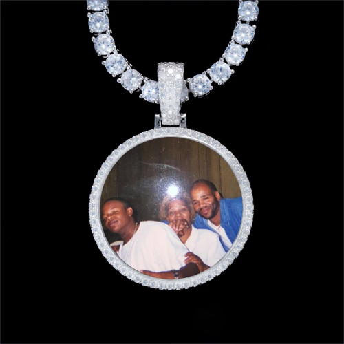 925S & VVS Moissanite 3D Circle Custom Picture Pendant