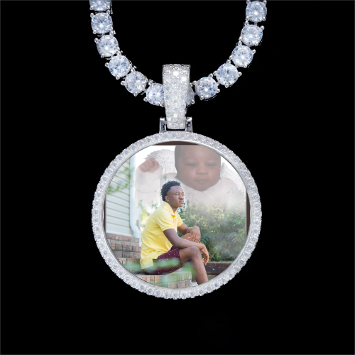 925S & VVS Moissanite 3D Circle Custom Picture Pendant
