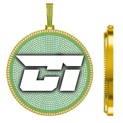 CUSTOM LETTER NECKLACE 3D BIG DISC