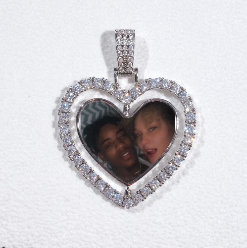 3D Spinning 2-Faced Heart Custom Picture Pendant