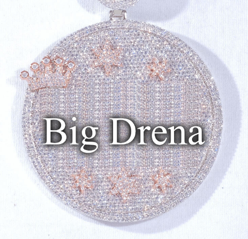 CUSTOM LETTER NECKLACE 3D BIG CROWN DISC