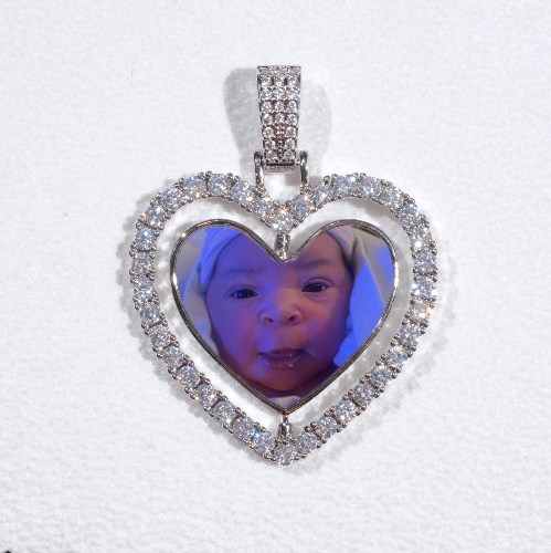 3D Spinning 2-Faced Heart Custom Picture Pendant