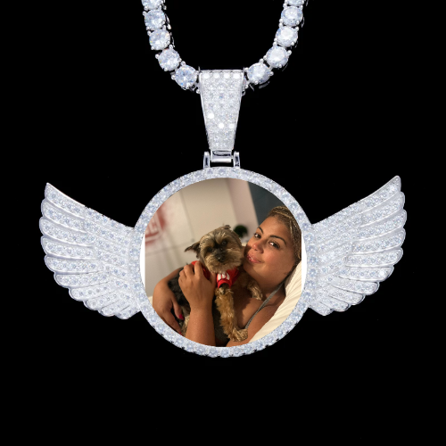 925S & VVS Moissanite 3D Wing Custom Picture Pendant