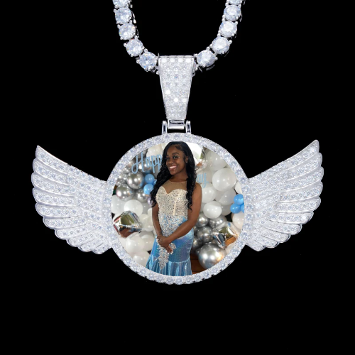 925S & VVS Moissanite 3D Wing Custom Picture Pendant