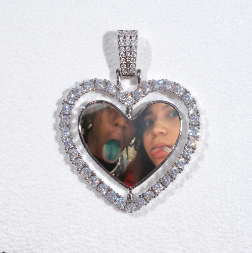 3D Spinning 2-Faced Heart Custom Picture Pendant