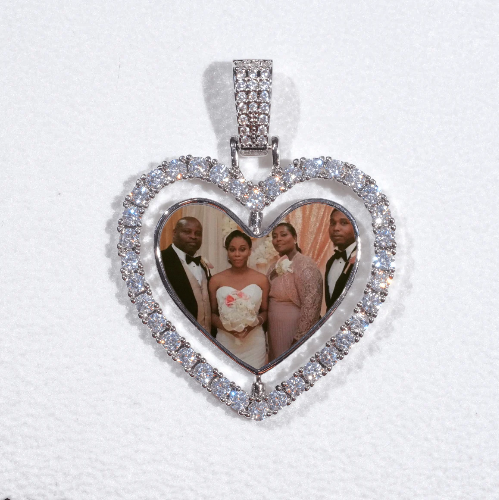 3D Spinning 2-Faced Heart Custom Picture Pendant