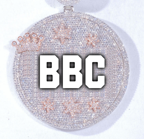CUSTOM LETTER NECKLACE 3D BIG CROWN DISC