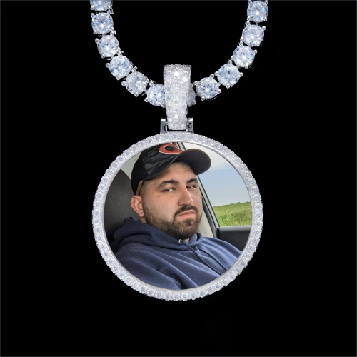 925S & VVS Moissanite 3D Circle Custom Picture Pendant