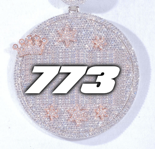 CUSTOM LETTER NECKLACE 3D BIG CROWN DISC